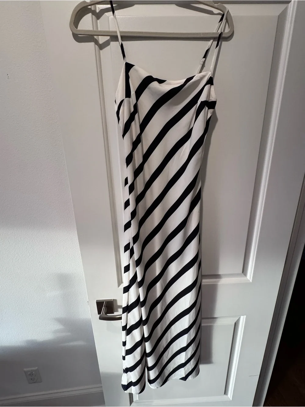 Abercrombie Black & White Diagonal Stripe Maxi Slip Dress